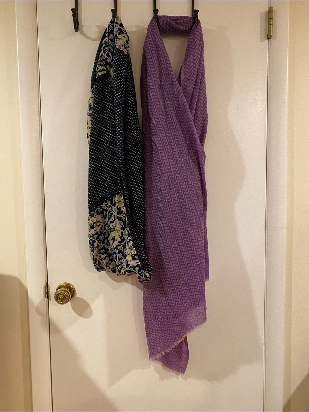 Bundle of Two Scarves- Navy with flowers and Purple Chevron